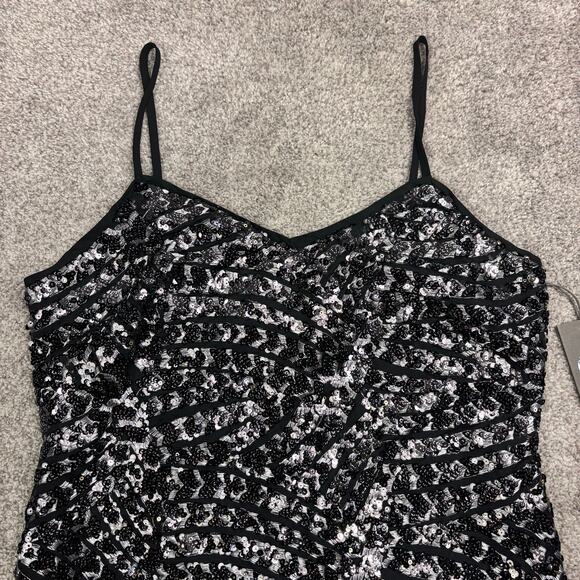 NWT! Vince Camuto Sapphire Sheen F1 Rich Black Dress XS - Picture 4 of 10